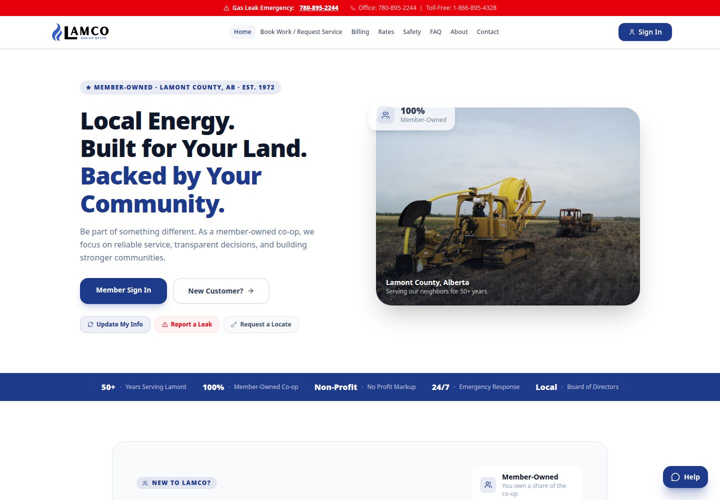LAMCO Gas Co-op Digital Member Portal website screenshot