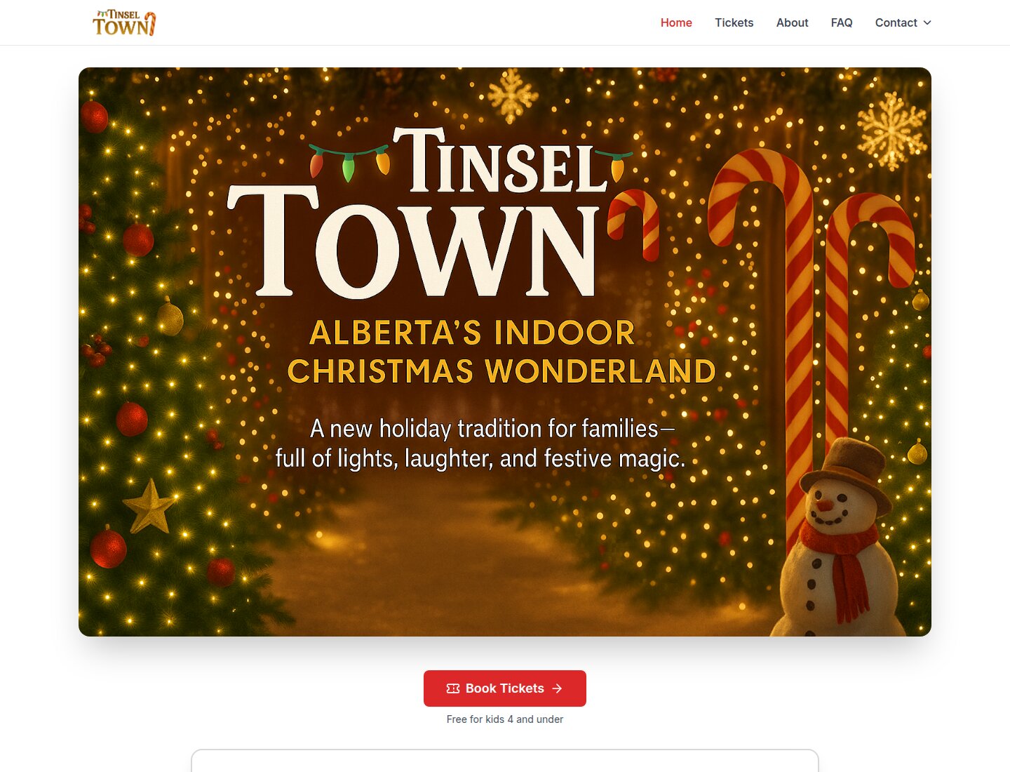 Tinsel Town Event website screenshot